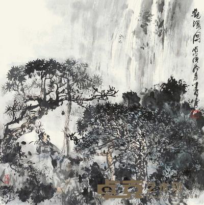 徐建明 观瀑图 镜心 68×68cm