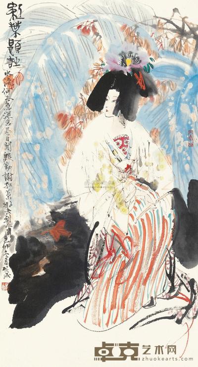 贺成 红叶题诗 镜心 67.5×37cm