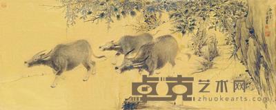 李金国 溪岸归牛 镜心 60×155cm