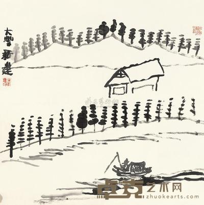 朱新建 山水独钓 镜心 69×69cm