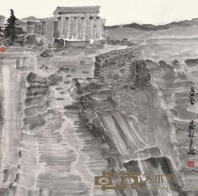 周京新 台高出城阙 镜心 67×67cm