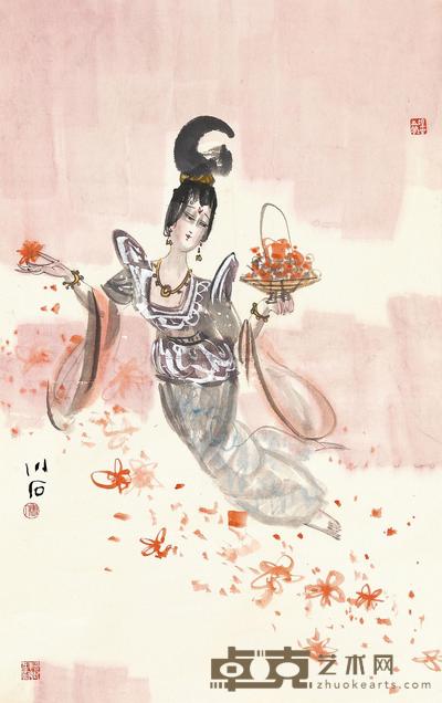 傅小石 天女散花 镜心 96×59cm