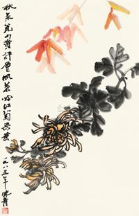 李味青 红叶秋菊 立轴