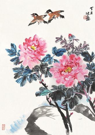 吴迪盦 牡丹 立轴