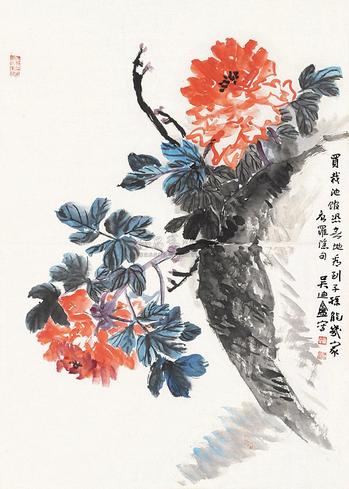 吴迪盦 牡丹 立轴