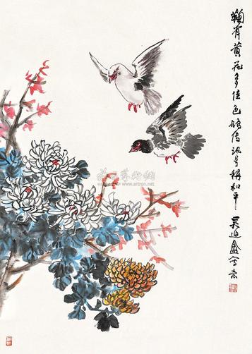 吴迪盦 花鸟 立轴