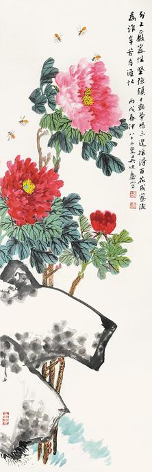 吴迪盦 牡丹 立轴
