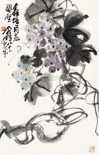 王个簃 葡萄 立轴