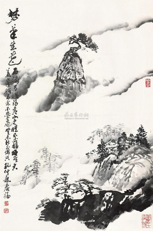 孔仲起 山水 立轴