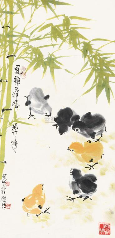 陆抑非 赵城 花鸟 立轴
