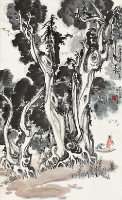 郑百重 小舟撑出浓荫来 镜片