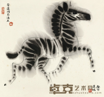 韩美林 斑马 镜片 35.5×38.5cm