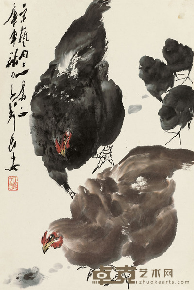 王子武 1980年作 大吉图 镜片 67.5×45cm