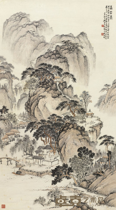 钱松嵒 1942年作 南山图 立轴 145×79.5cm