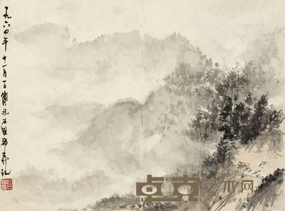 傅抱石 1960年作 蜀道风光 镜片 27×36.5cm
