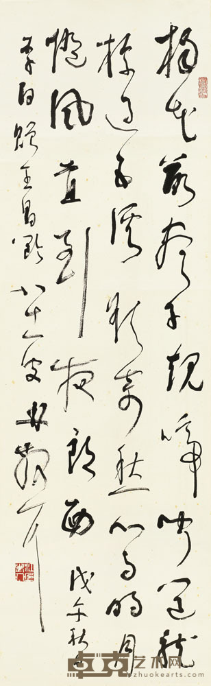 林散之 1978年作 草书李白诗 镜片 96.5×29.5cm