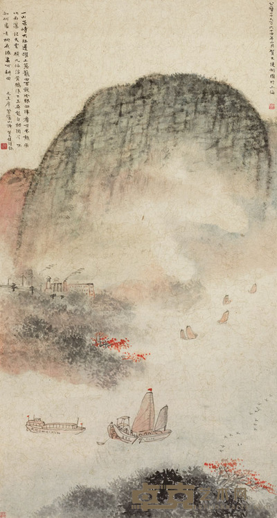贺天健 1964年作 毛主席诗意 立轴 106×56.5cm