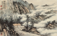 黄君璧 1981年作 云壑幽居 镜片