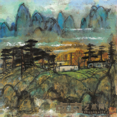 林风眠 苍山浮云 镜片 35×35cm