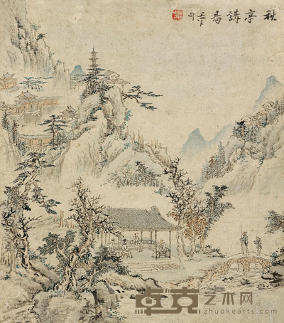 上官周 秋亭读易 镜片 29.5×26cm