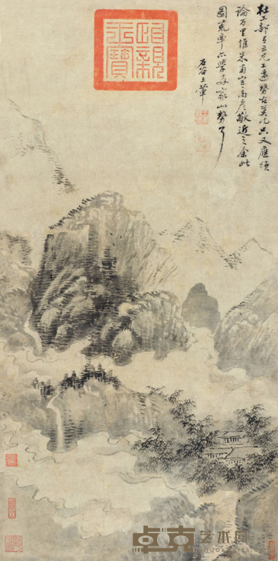 王翚 西山隐居 镜片 62.5×30.5cm