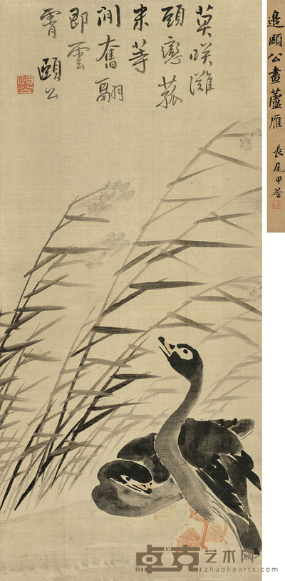 边寿民 芦滩闲雁 立轴 89.5×40cm