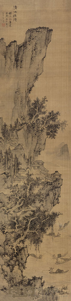 蓝瑛 清江渔隐 立轴 194×47cm