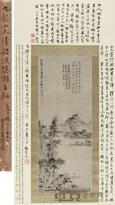 王绂 1404年作 清溪渔隐 立轴 78×30cm