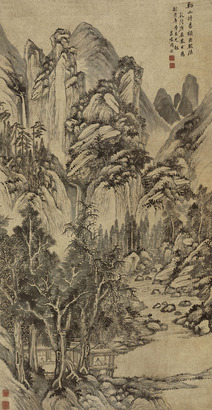 周颢 1760年作 溪山读易 立轴