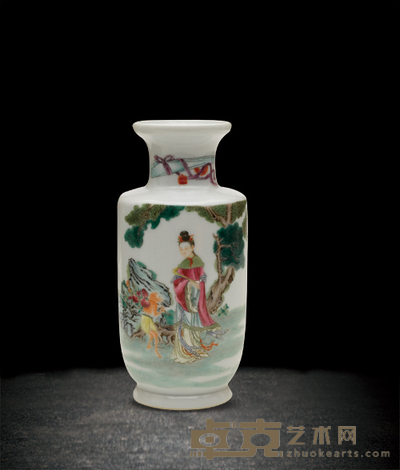 粉彩人物纹瓶 H:16.5cm