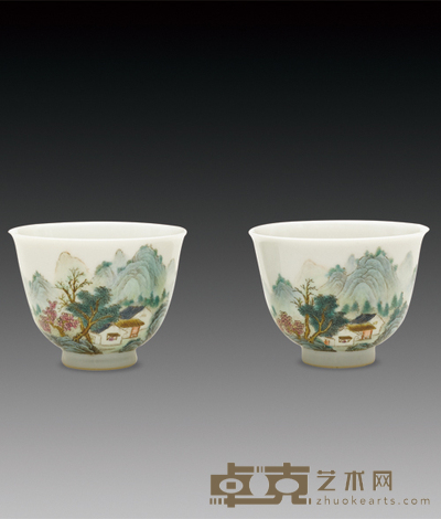 粉彩山水纹小碗 H:5.7cm