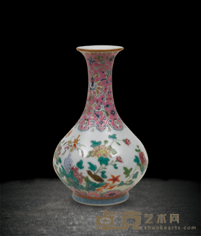 粉彩花鸟纹瓶 H:17.5cm