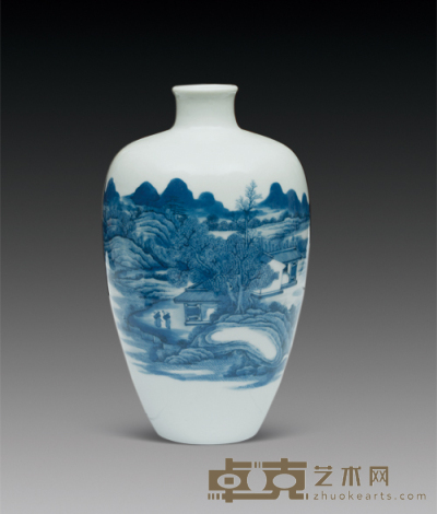 青花山水纹瓶 H:19.5cm