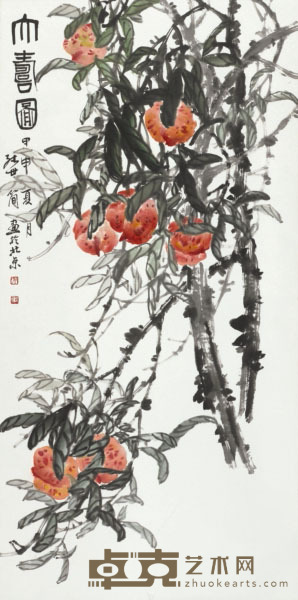 张世简 大寿图 136×66cm