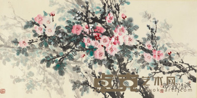宋雨桂 花卉 68×136cm