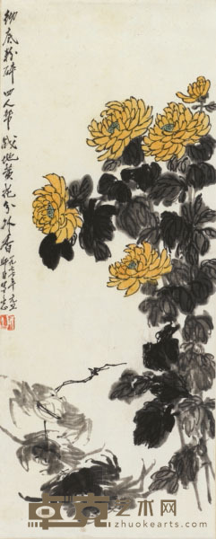 娄师白 花卉 68×32cm