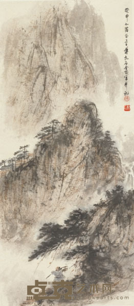 傅抱石 山水 93×41cm
