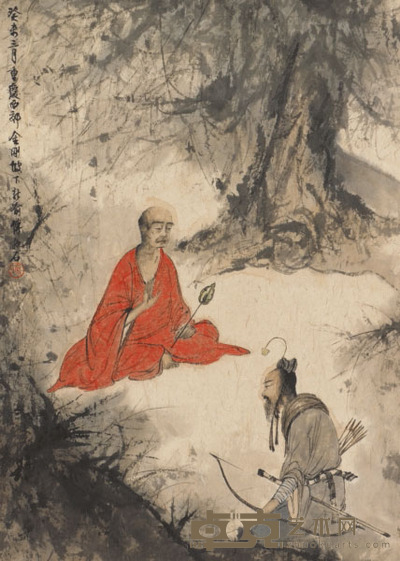 傅抱石 石勒问道图 61×43cm