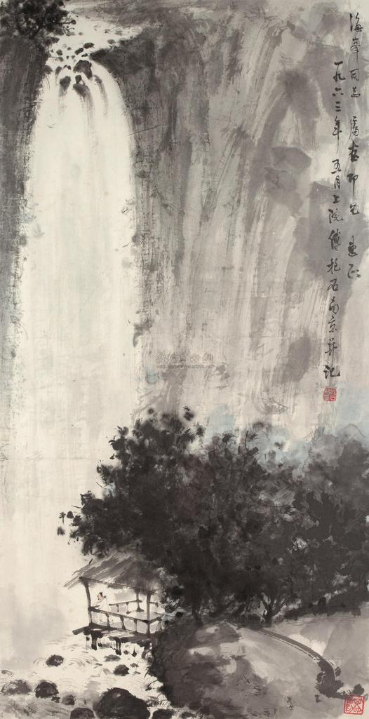 傅抱石 1963年作 飞瀑图 镜心
