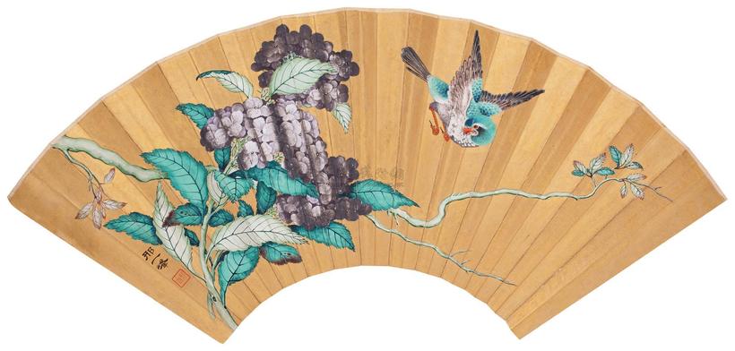 邢一峰 花鸟 折扇