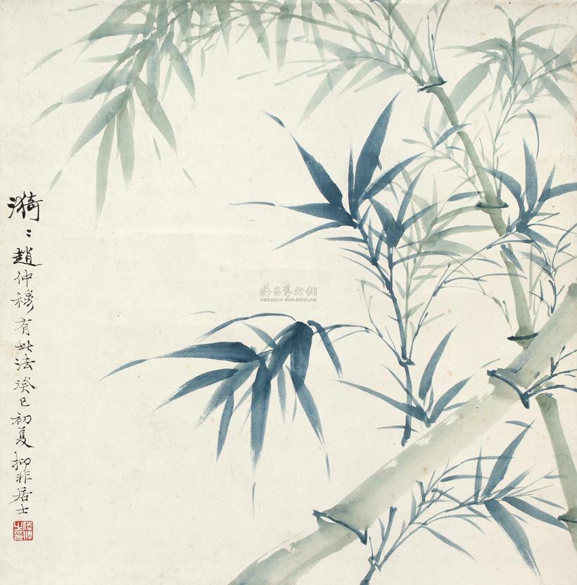 陆抑非 癸巳（1953年）作 翠竹图 立轴
