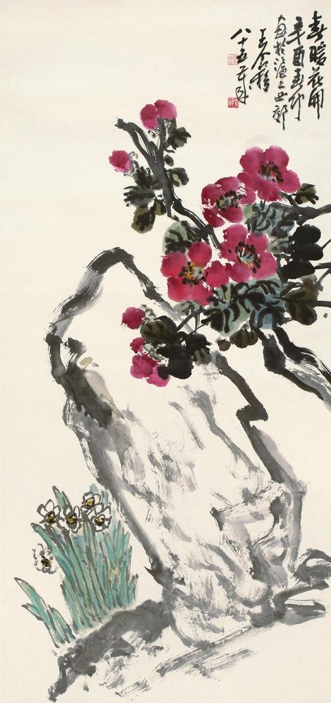 王个簃 辛酉（1981年）作 春暖花开 立轴