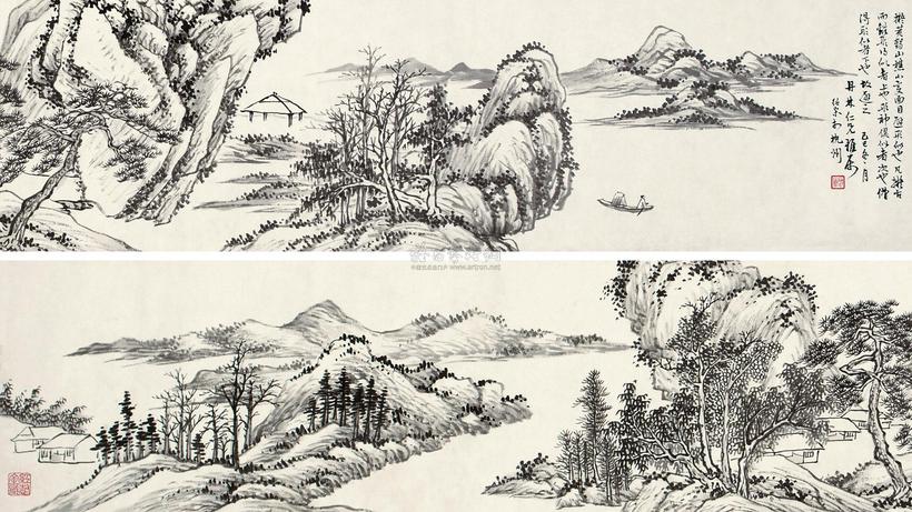 余绍宋 己巳（1929年）作 仿古山水 镜心