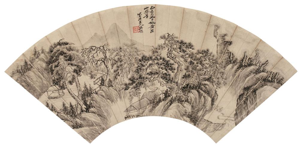 吴历 （款） 己巳（1689年）作 夏山清凉图 扇面