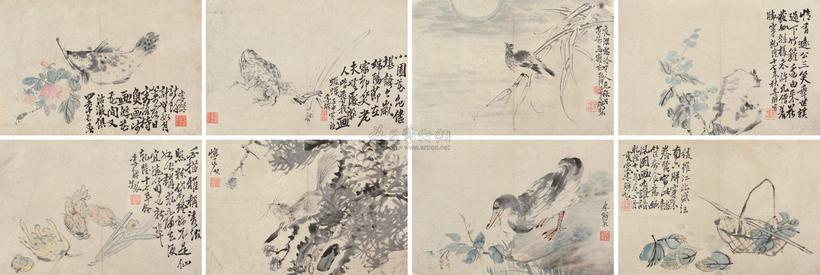 李鱓 （款） 1753年作 花鸟动物册 册页