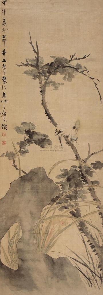 李育 花鸟图 立轴