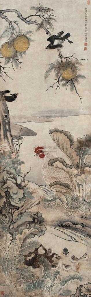 陆治 （款） 乙丑（1565年）作 大吉图 立轴