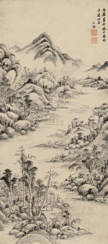 王撰 丙辰（1676年）作 烟浮远岫 立轴