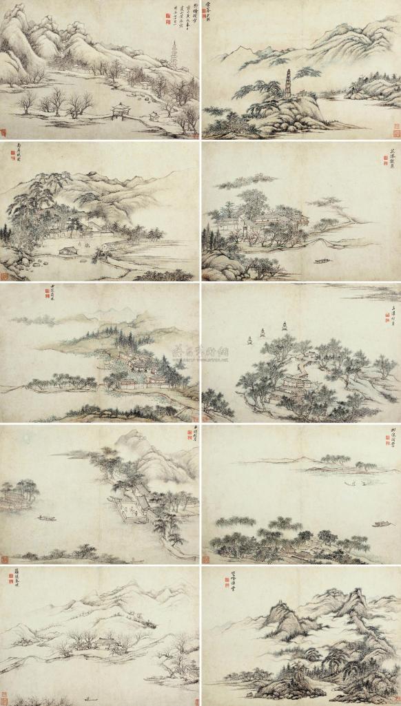 黄鼎 庚戌（1730年）作 西湖十景册 册页