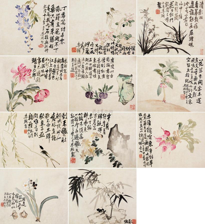 李鱓 戊辰（1748年）作 花卉册 册页